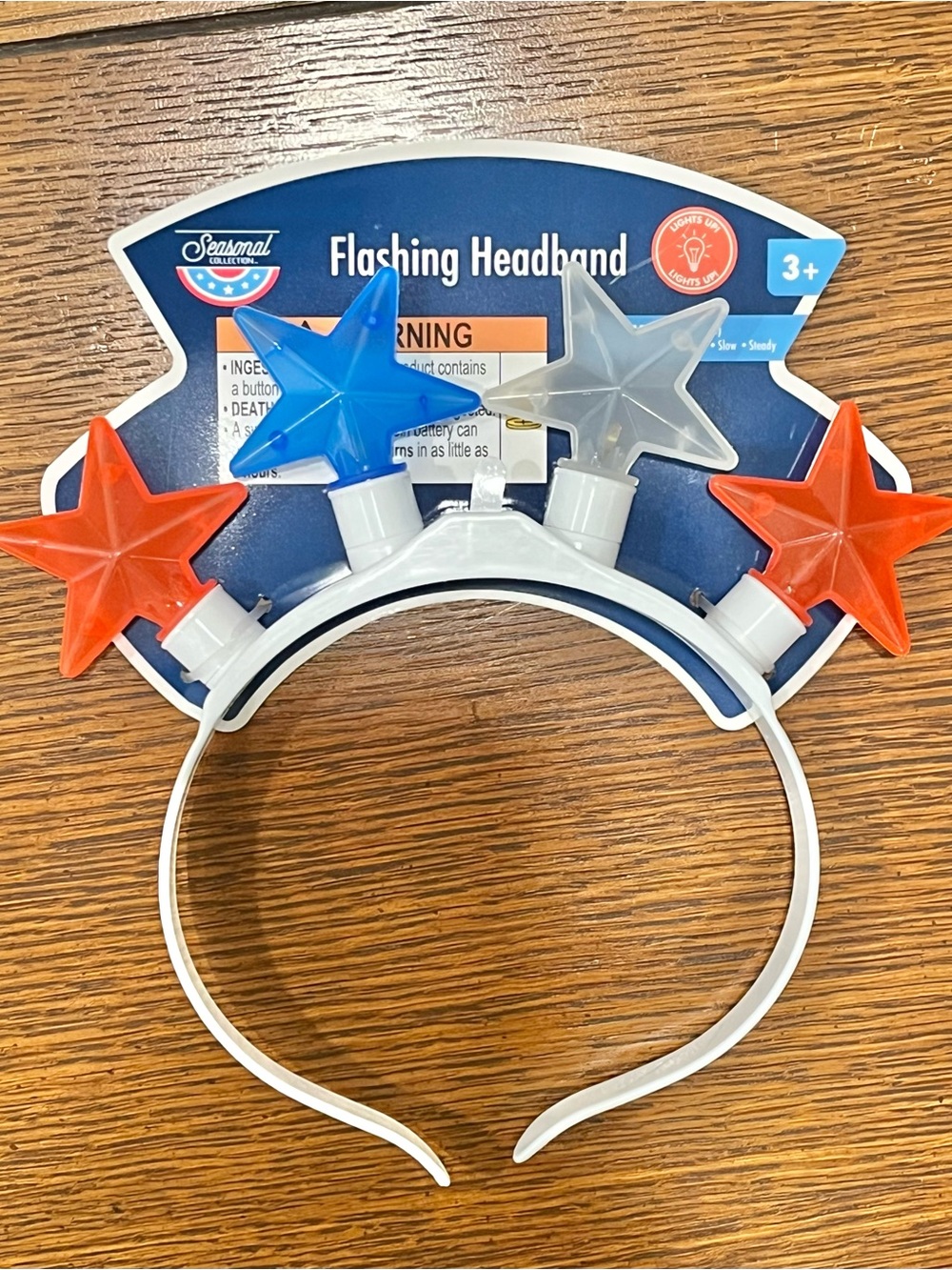 Flashing Stars 4th of July Headband NWT Accessory Red White Blue Multiple